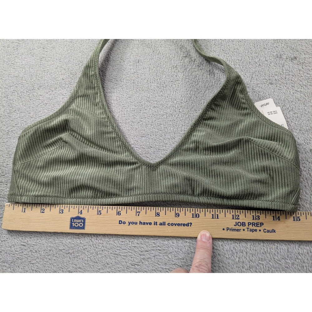 Aerie Real Good Ribbed Halter Bikini Set Olive Green XL 075-1753-3524 - Picture 8 of 15